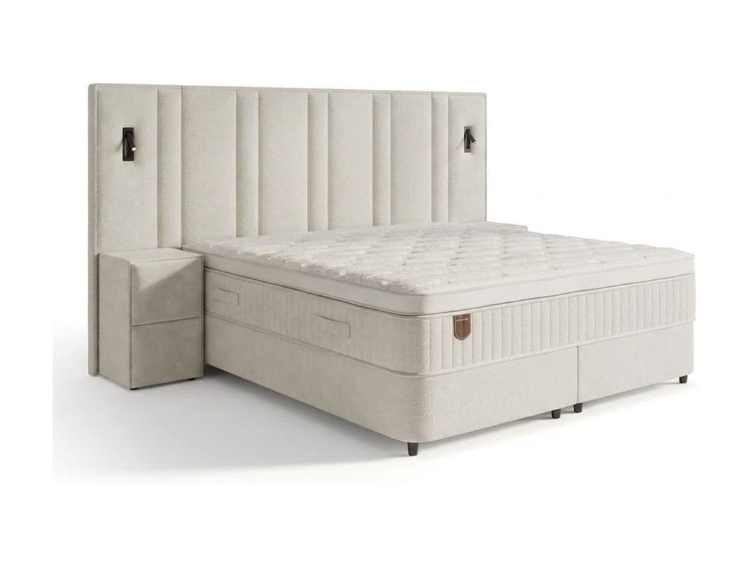Opbergboxspring Rex XL Beige incl. 2 nachtkastjes 160x200 cm