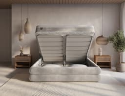Opbergboxspring Fenna Zand/Grijs