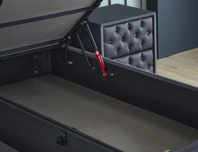 Opbergboxspring Cato Antraciet 90x200 cm