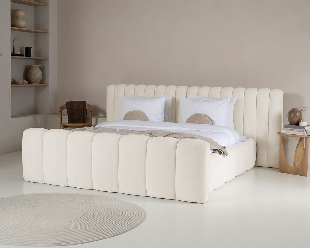 Gestoffeerd bed Noor Beige 160x200 cm