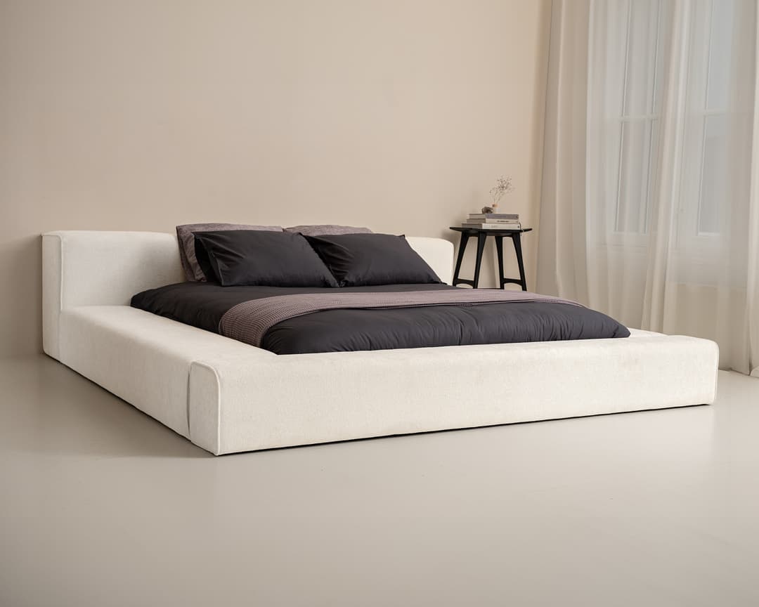 Gestoffeerd bed Saar Beige 160x200 cm