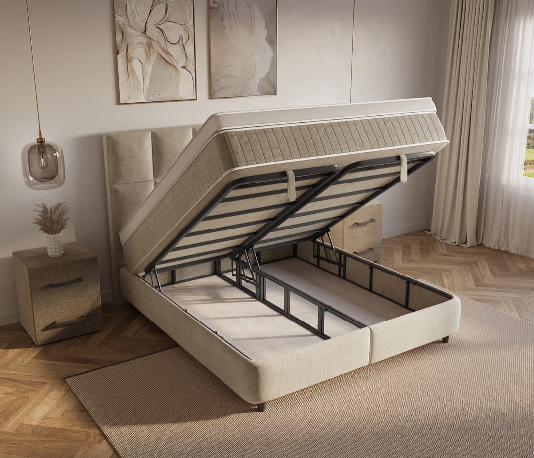 Opbergboxspring Nine Beige 160x200 cm