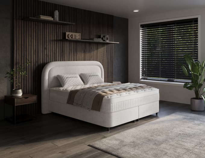 Opbergboxspring Esmee Off-white 140x200 cm