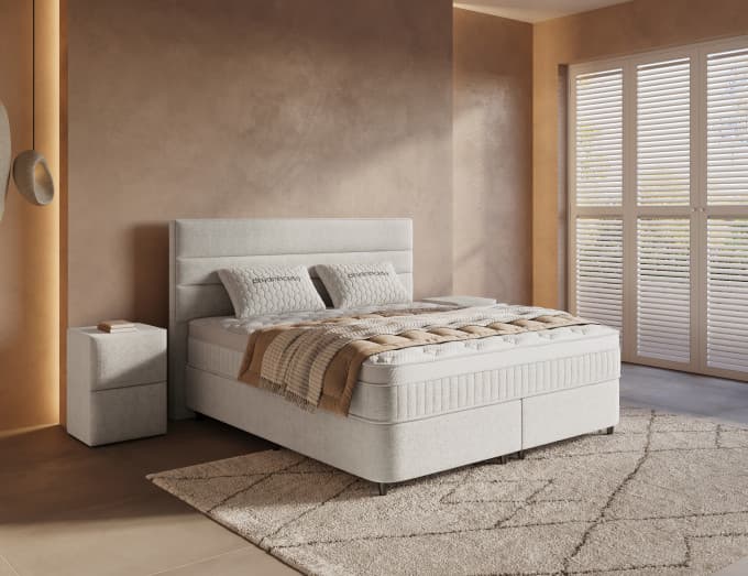 Opbergboxspring Hugo Off-white 140x200 cm