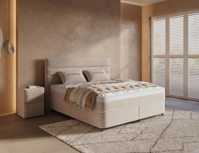 Opbergboxspring Hugo Zand/Beige 140x200 cm