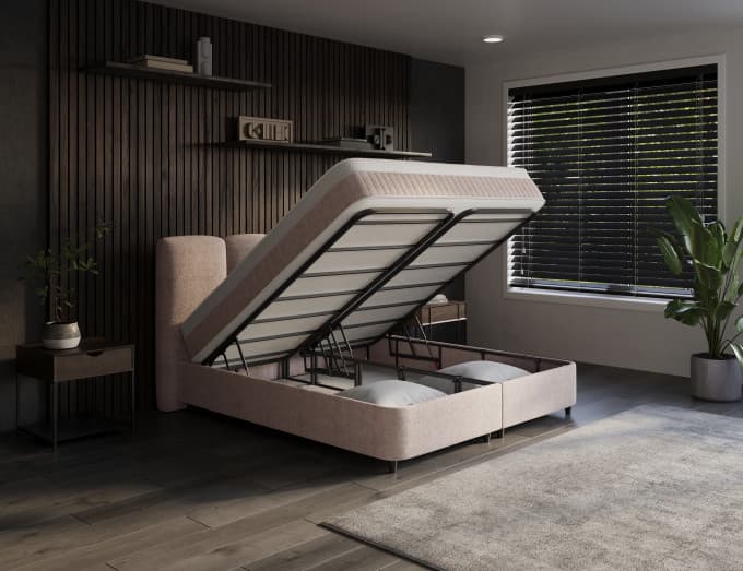 Opbergboxspring Anna Taupe 160x200 cm