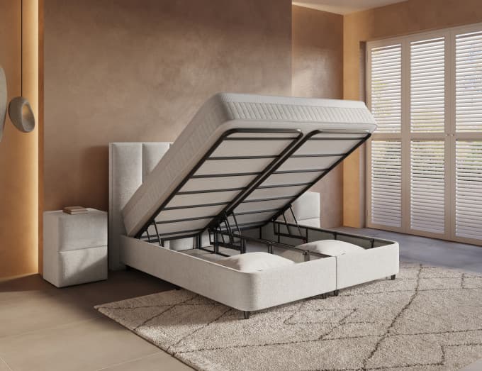 Opbergboxspring Lina Beige 140x200 cm