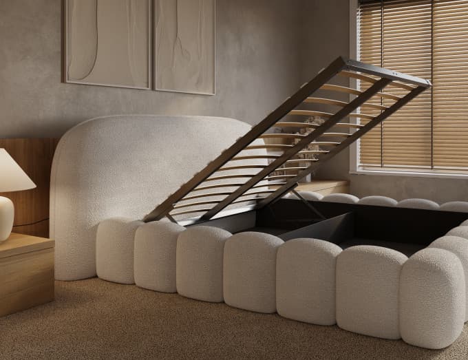 Bed met opbergruimte Sofie Off-white 160x200 cm