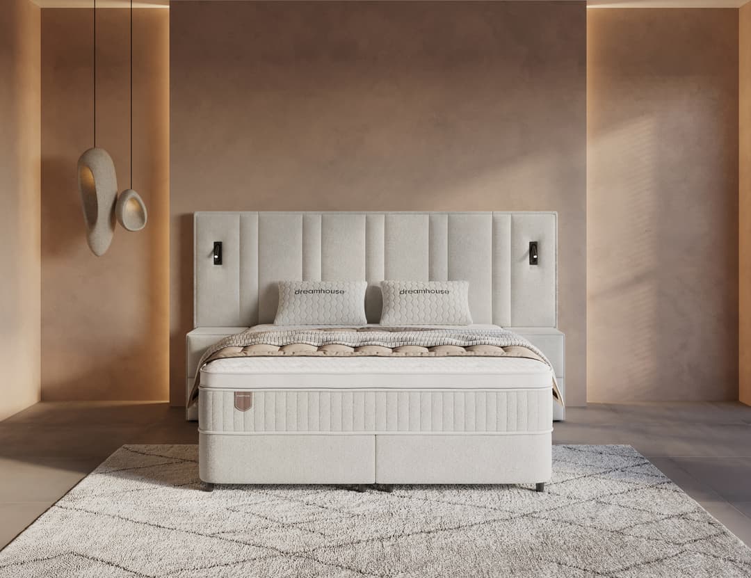 Opbergboxspring Rex XL Beige incl. 2 nachtkastjes 160x200 cm