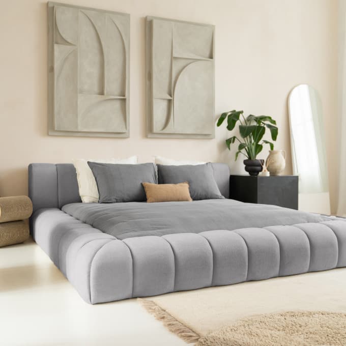 Gestoffeerd bed Lieke Grijs 160x200 cm