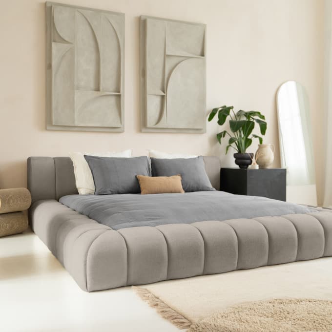 Gestoffeerd bed Lieke Cappuccino 180x200 cm
