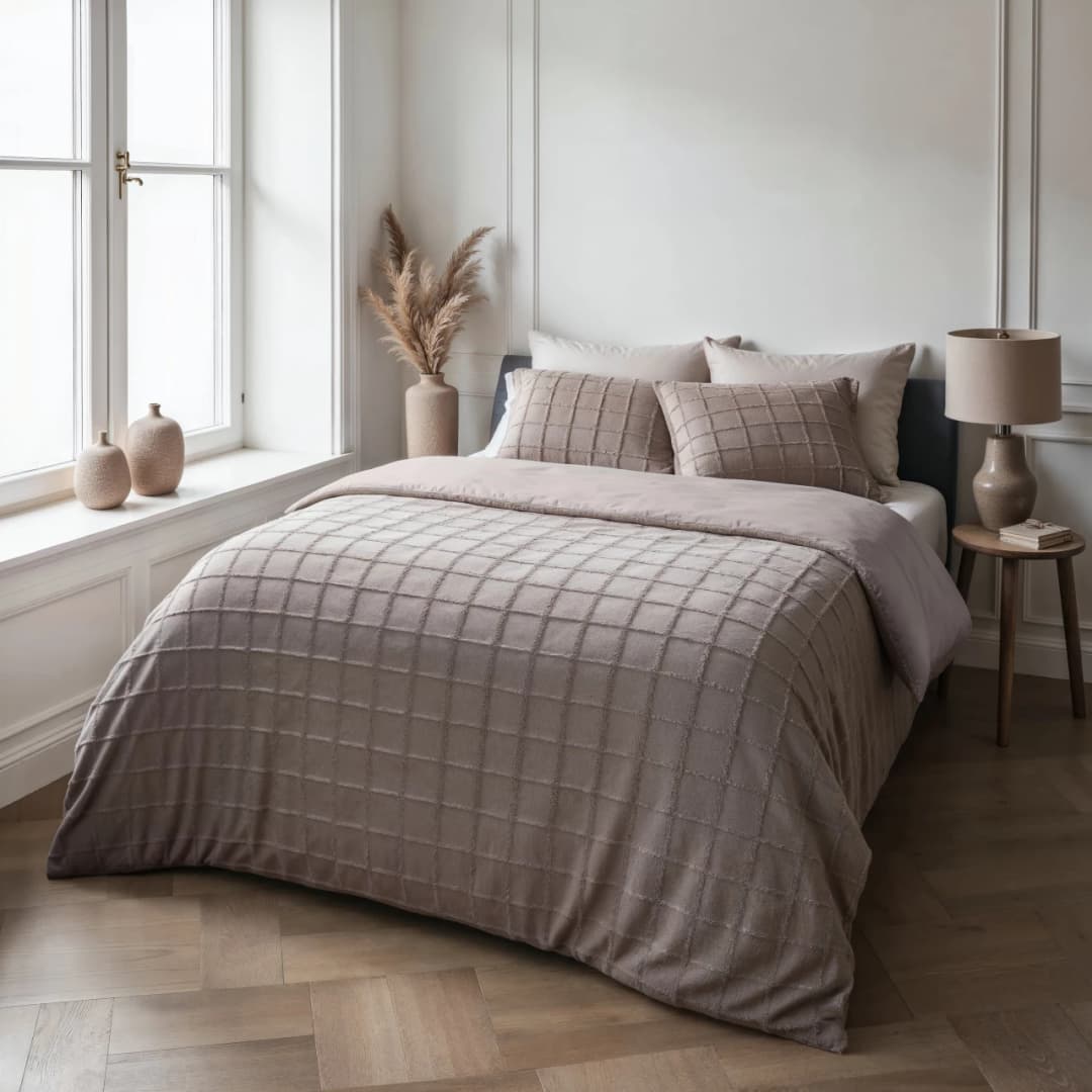 Dekbedovertrek Kade Taupe 140x200/220 cm