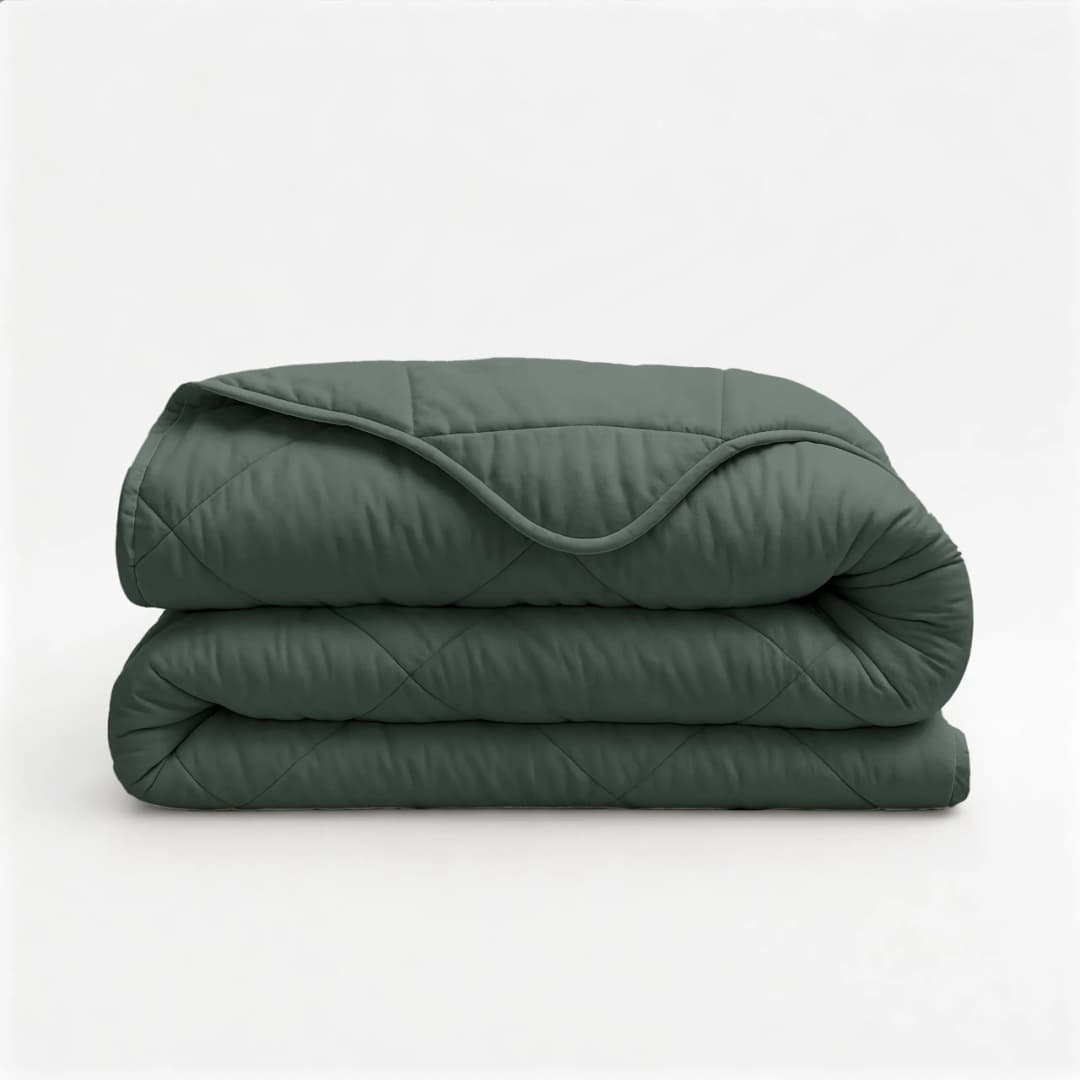 Wasbaar dekbed Lou uni Grijs/Groen 200x200 cm