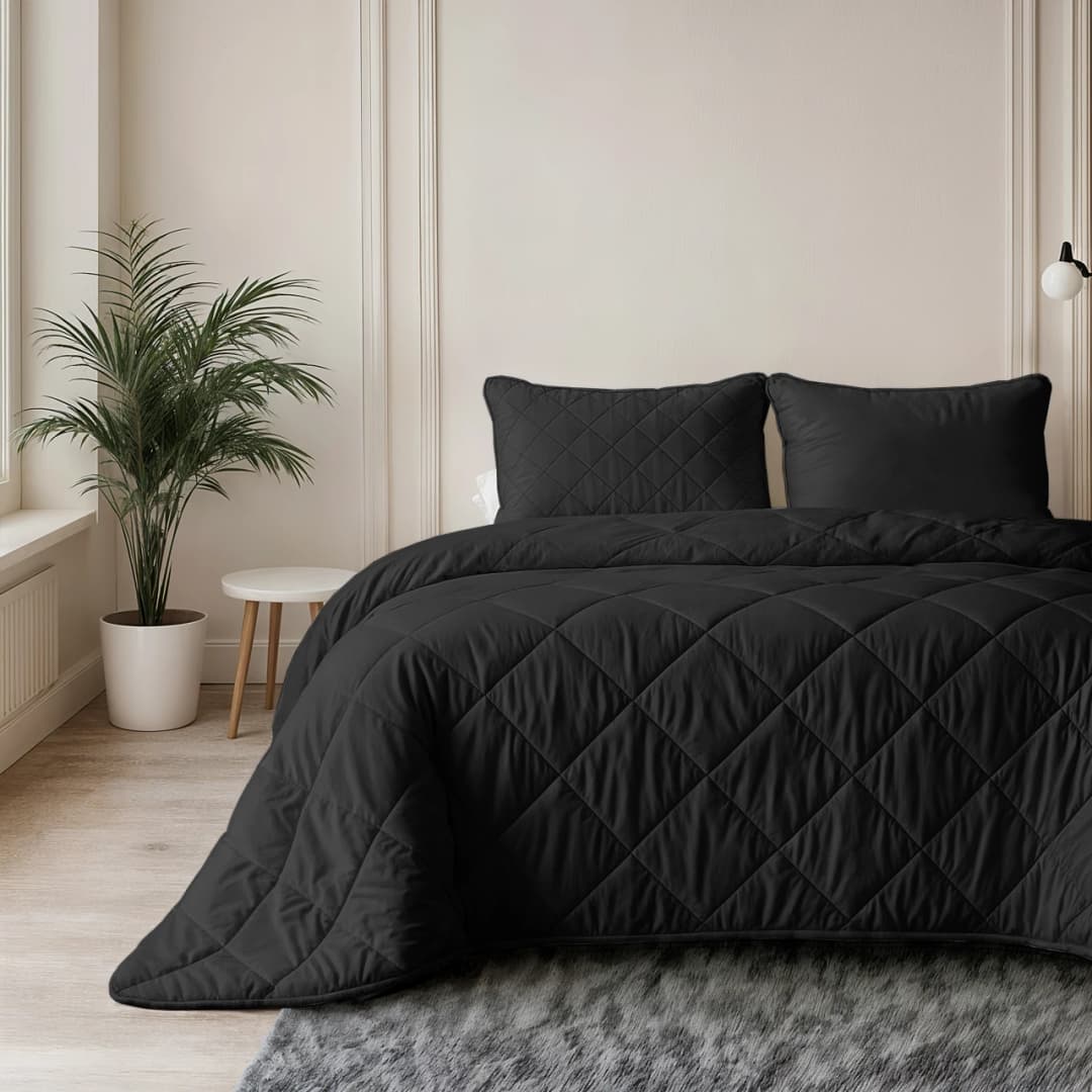 Wasbaar dekbed Lou uni Zwart 140x200 cm