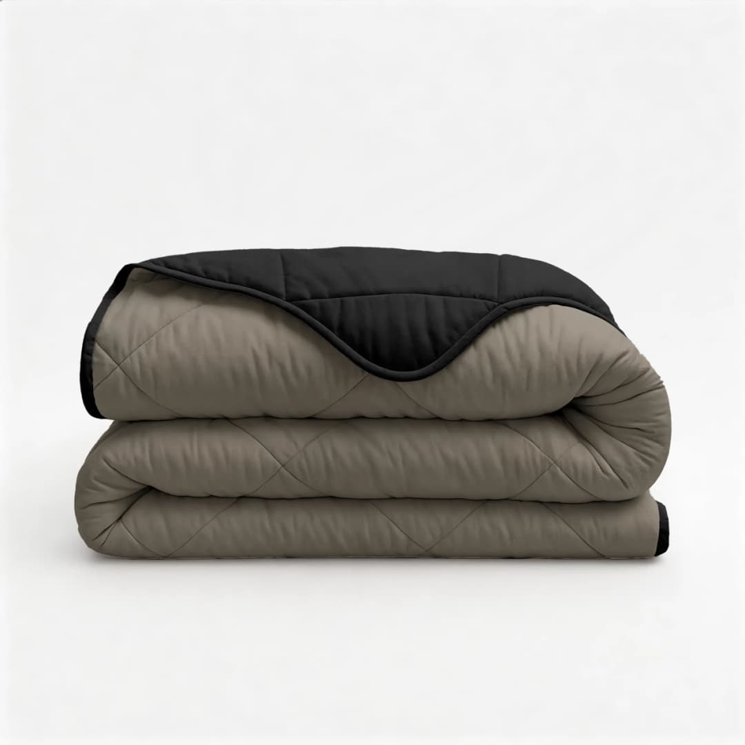 Wasbaar dekbed Lou uni Taupe/Zwart 200x200 cm