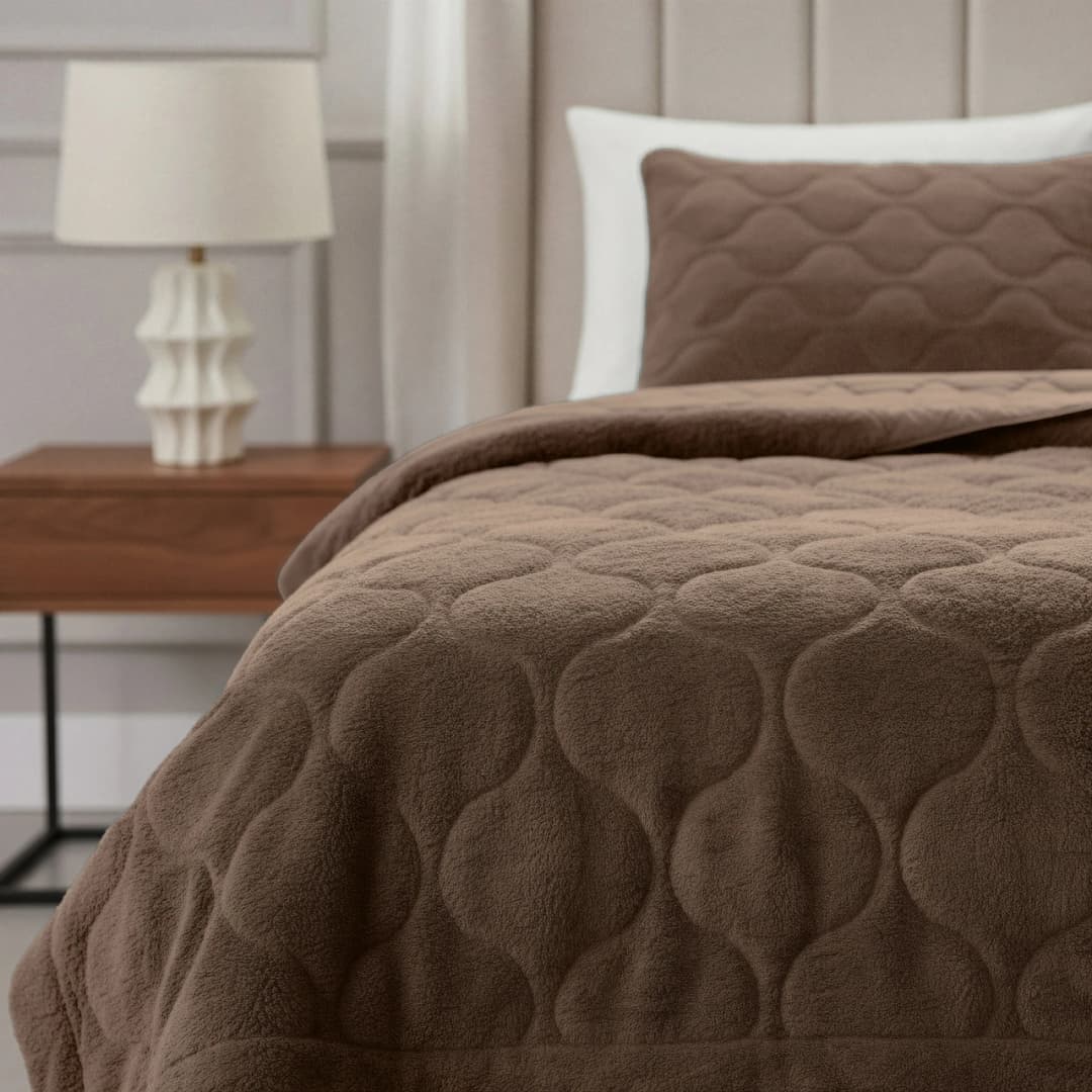 Wasbaar dekbed Bink teddy Taupe/Bruin 240x200 cm