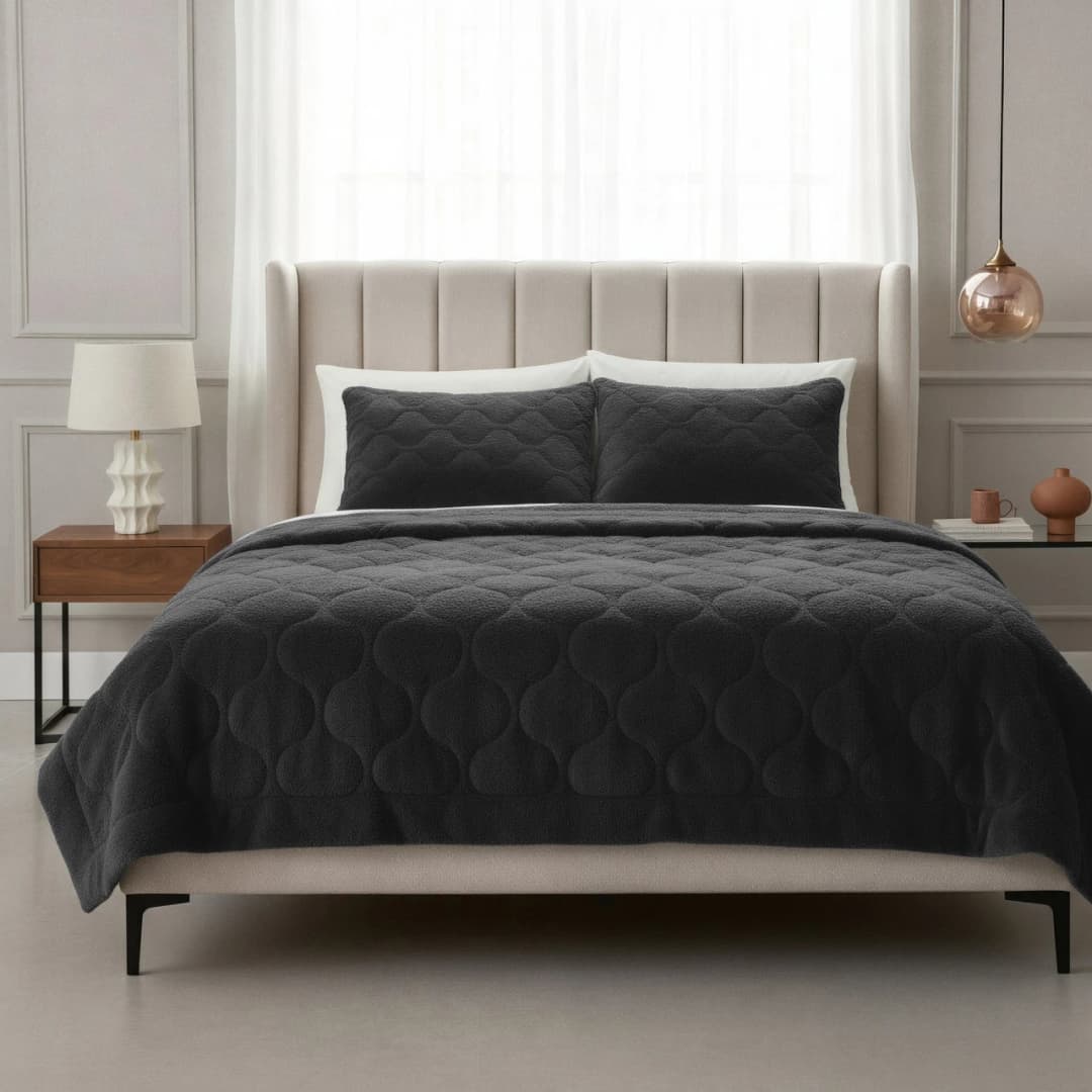 Wasbaar dekbed Bink teddy Zwart 140x200 cm
