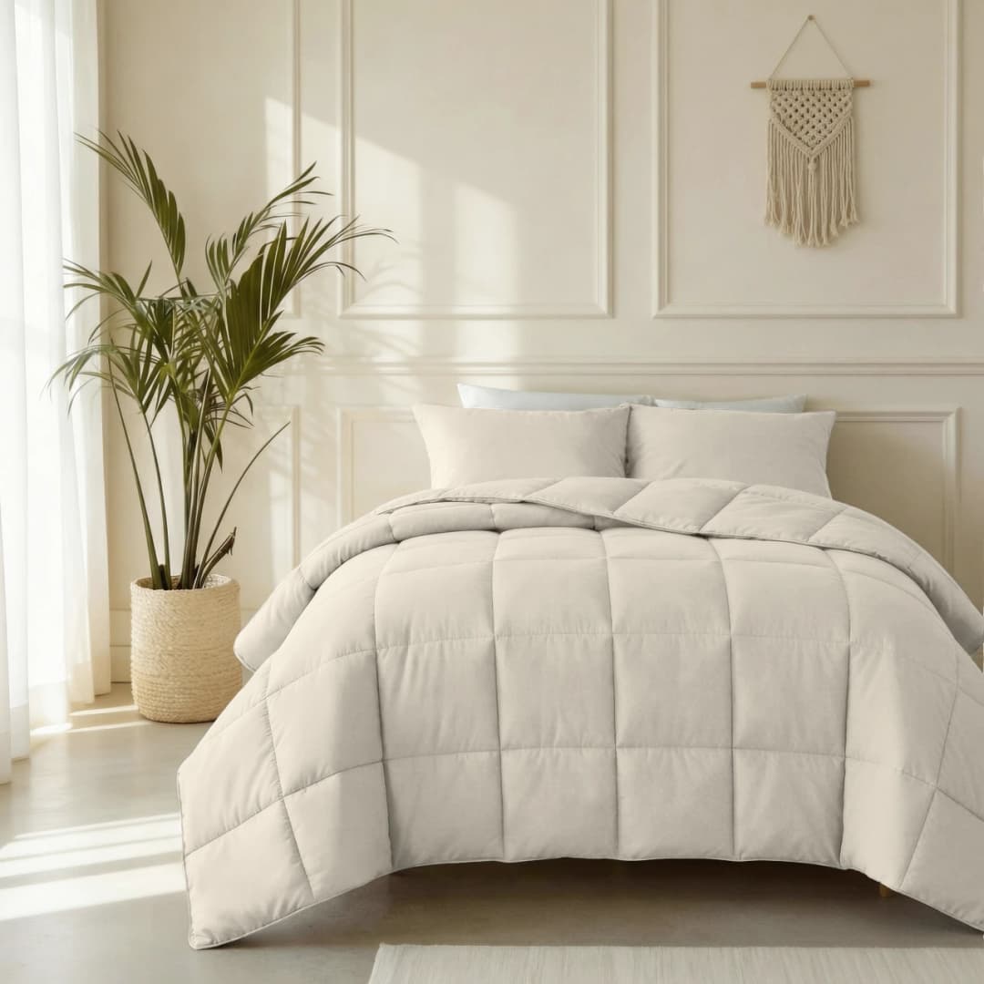 Wasbaar dekbed Nina percal katoen Beige 240x220 cm