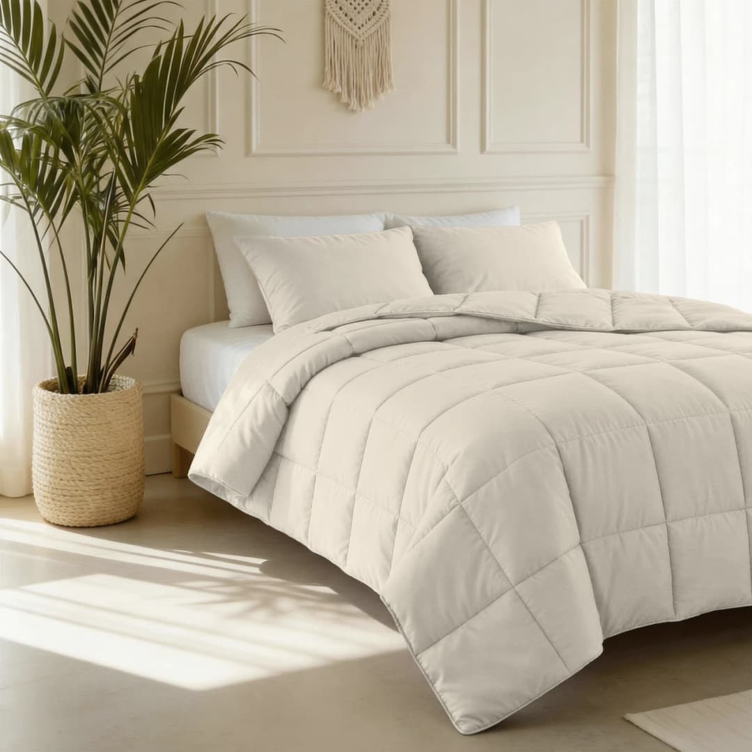 Wasbaar dekbed Nina percal katoen Beige 240x220 cm