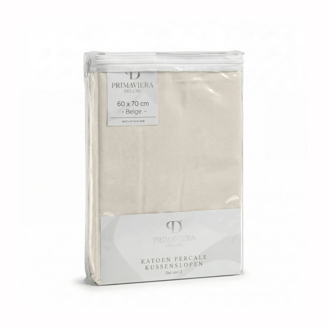 Kussenslopen Nina percal 2-pack Beige 60x70 cm