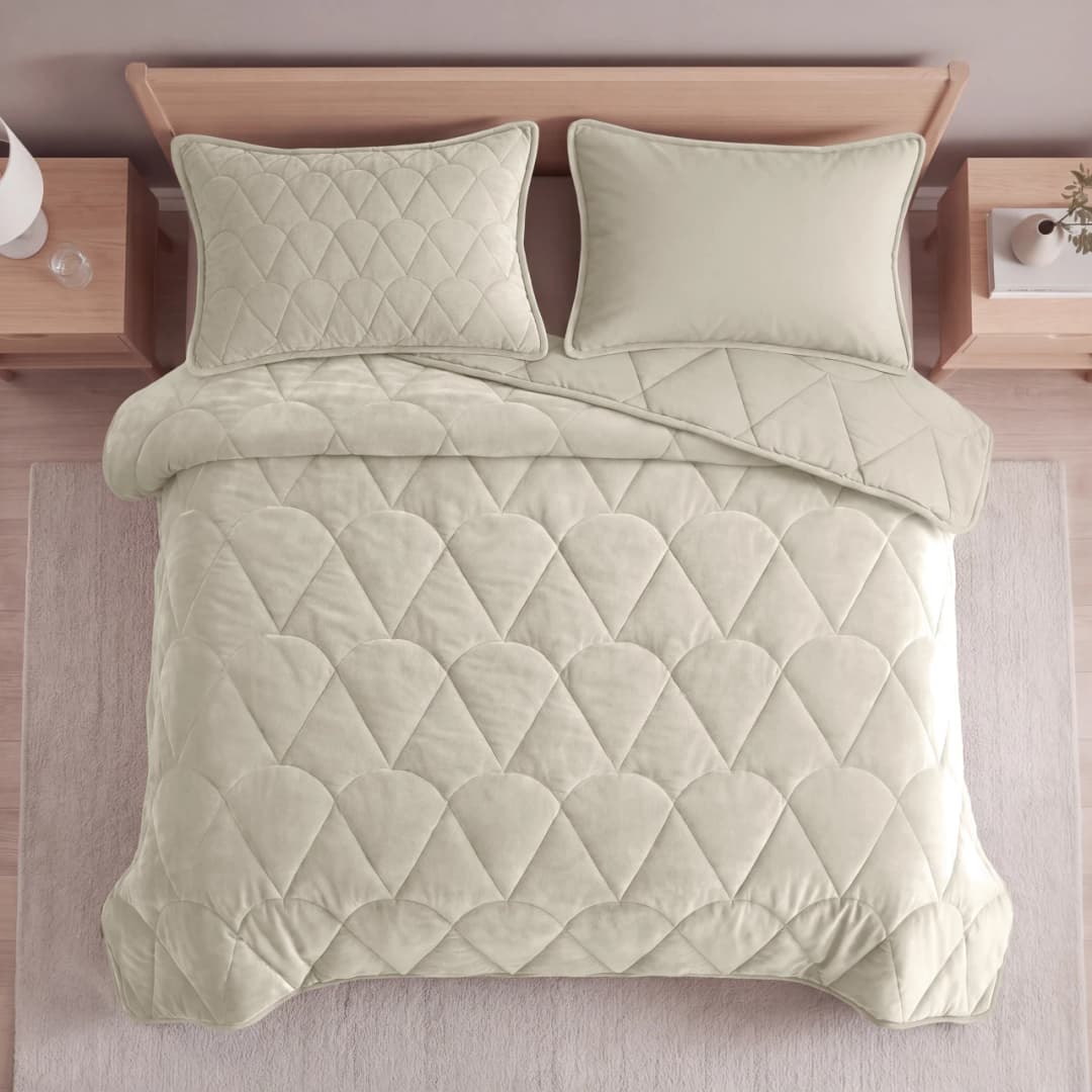 Wasbaar dekbed Vive velvet Taupe/Grijs 140x200 cm