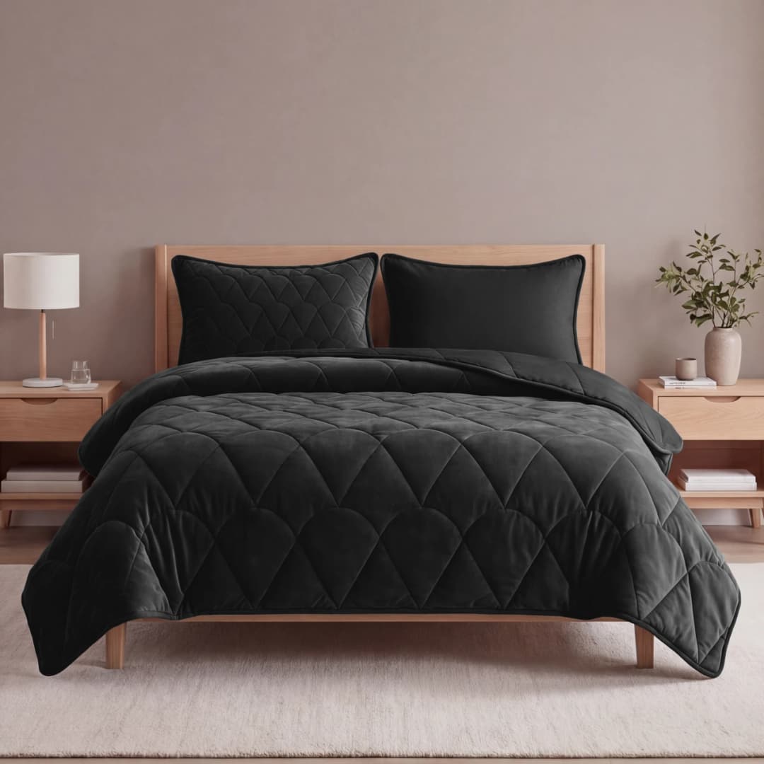 Wasbaar dekbed Vive velvet Zwart 140x200 cm