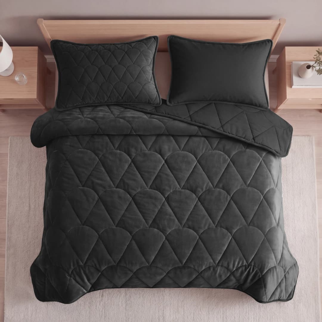 Wasbaar dekbed Vive velvet Zwart 140x200 cm