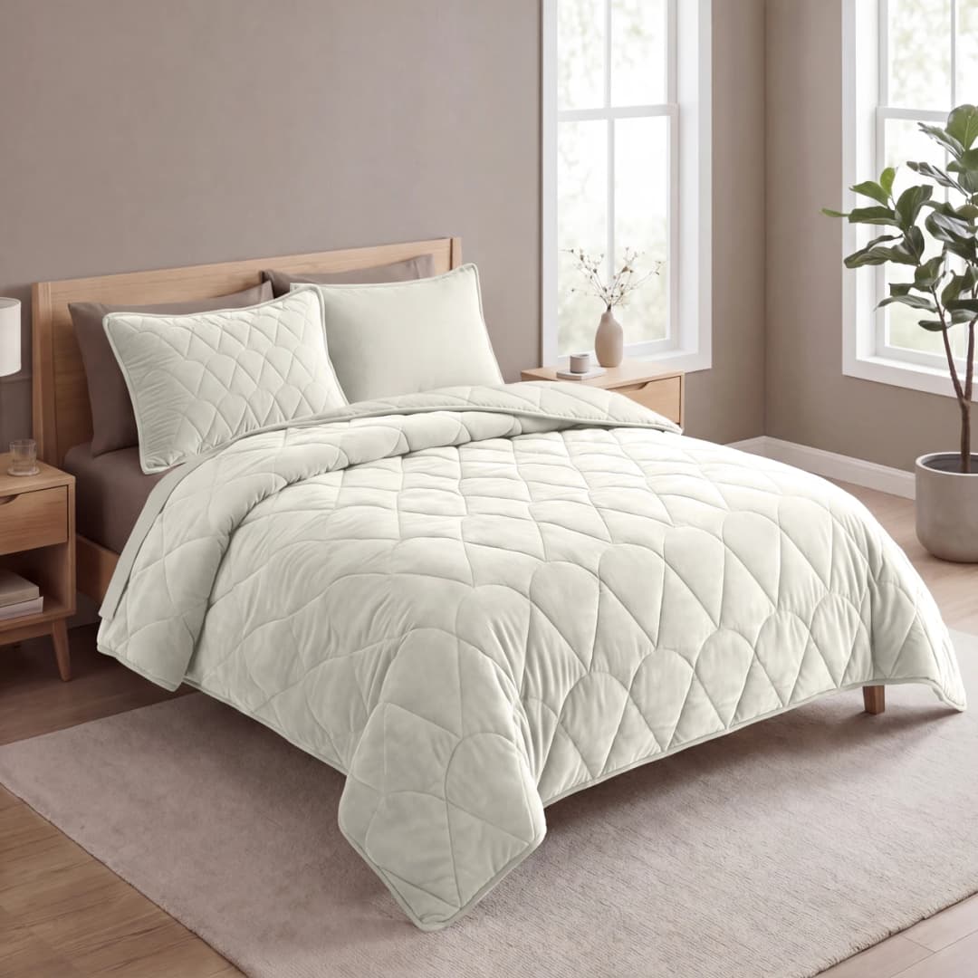 Wasbaar dekbed Vive velvet Beige 200x200 cm