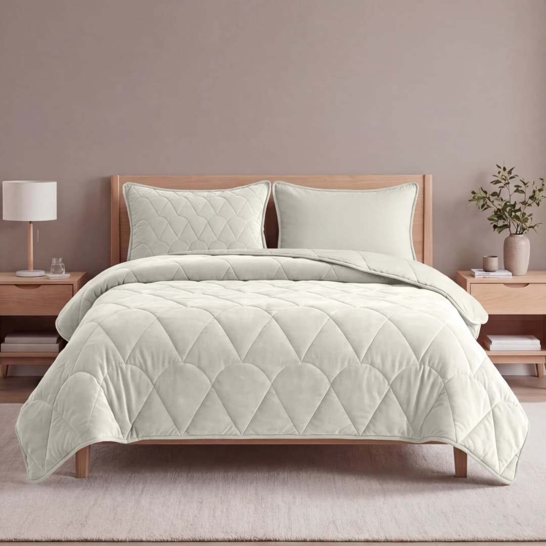 Wasbaar dekbed Vive velvet Beige 200x200 cm