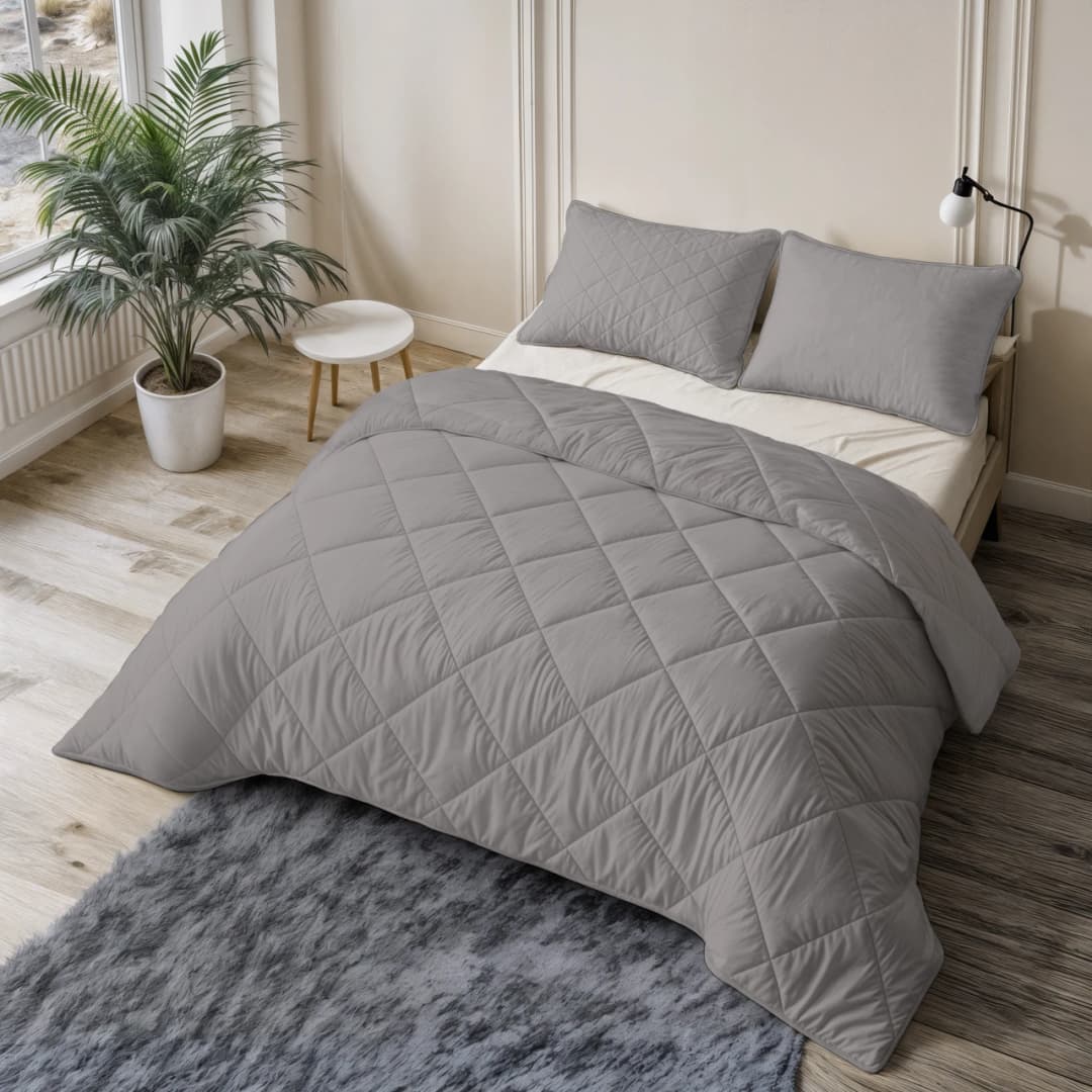 Wasbaar dekbed Lou uni Grijs 140x200 cm