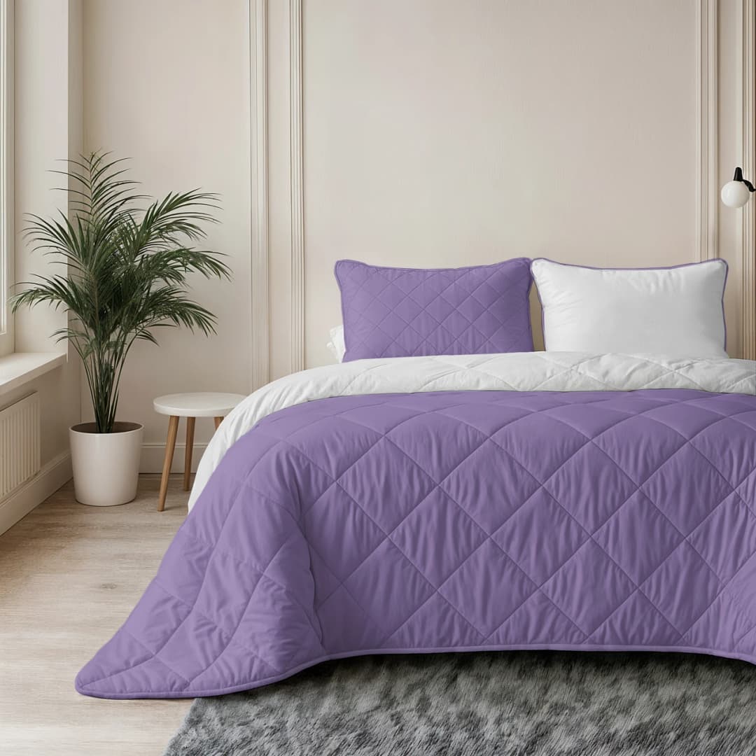 Wasbaar dekbed Lou uni Beige/Lavendel 140x200 cm