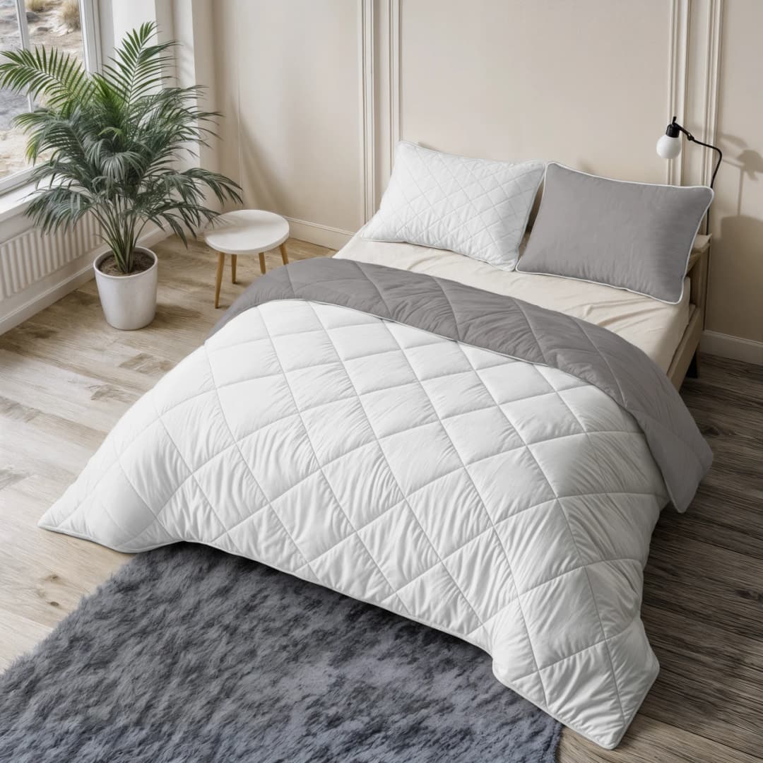 Wasbaar dekbed Lou uni Beige/Taupe-grijs 140x200 cm