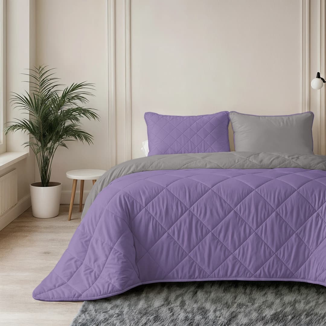 Wasbaar dekbed Lou uni Lavendel/Taupe-grijs 140x200 cm