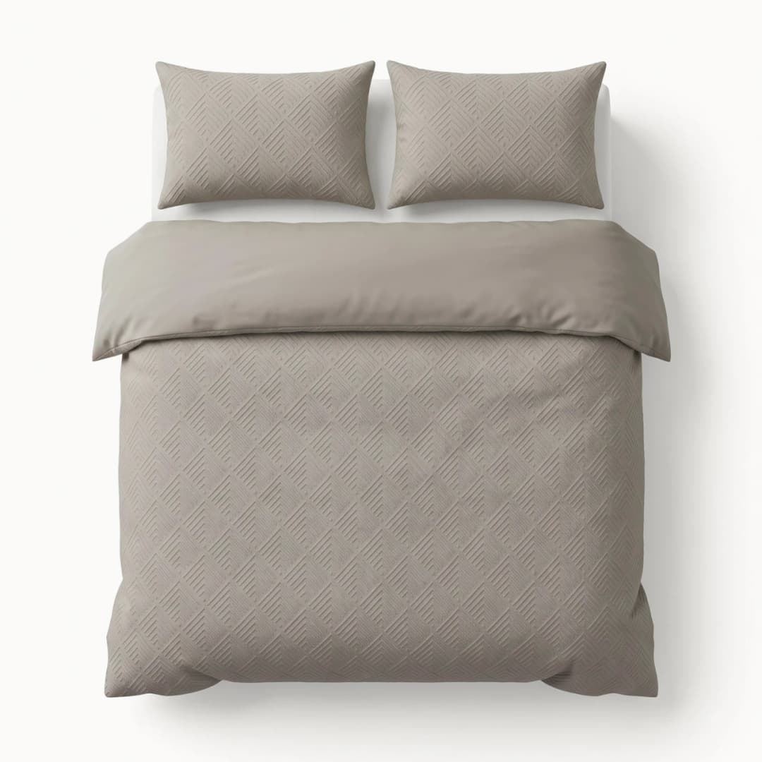 Dekbedovertrek Veer Taupe/Grijs 140x200/220 cm